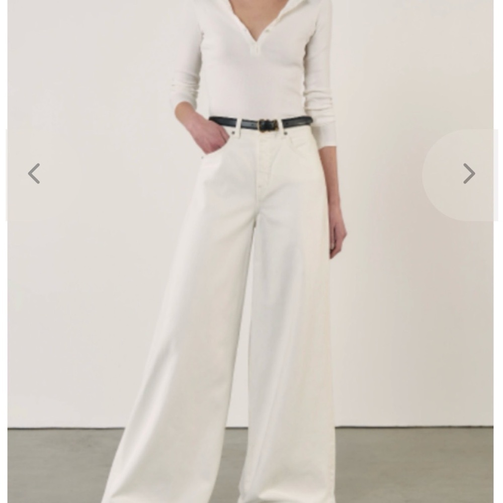 Nili Lotan Cream Wide-Leg Pants